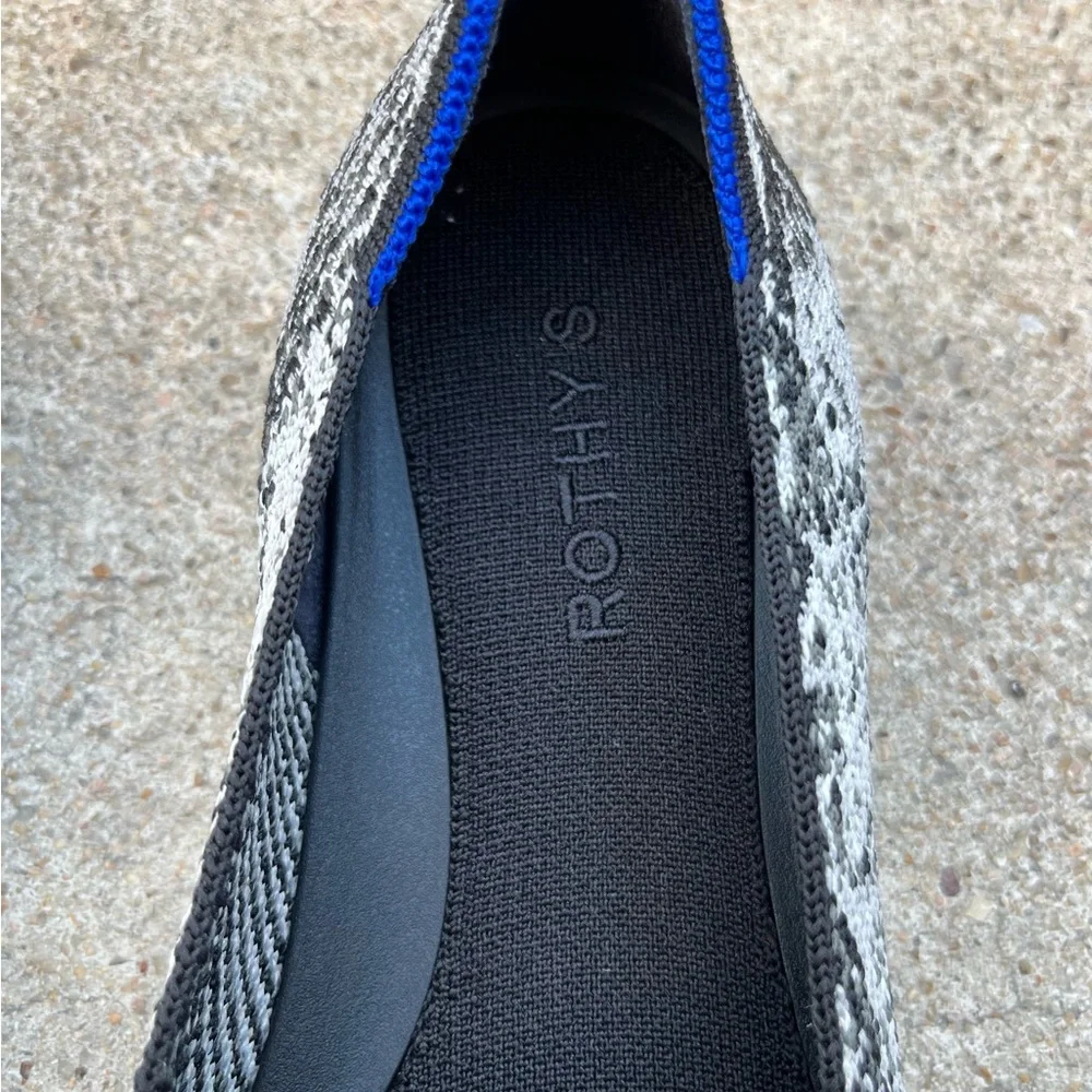 Rothy’s Women’s Black & White Snake-Print Knit Loafers